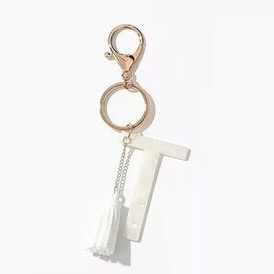 White Keychain with Tassel